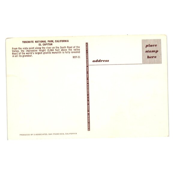 Yosemite National Park El Capitan Vintage Postcard Mirro-Krome Crocker BSY-31 - Picture 2 of 2